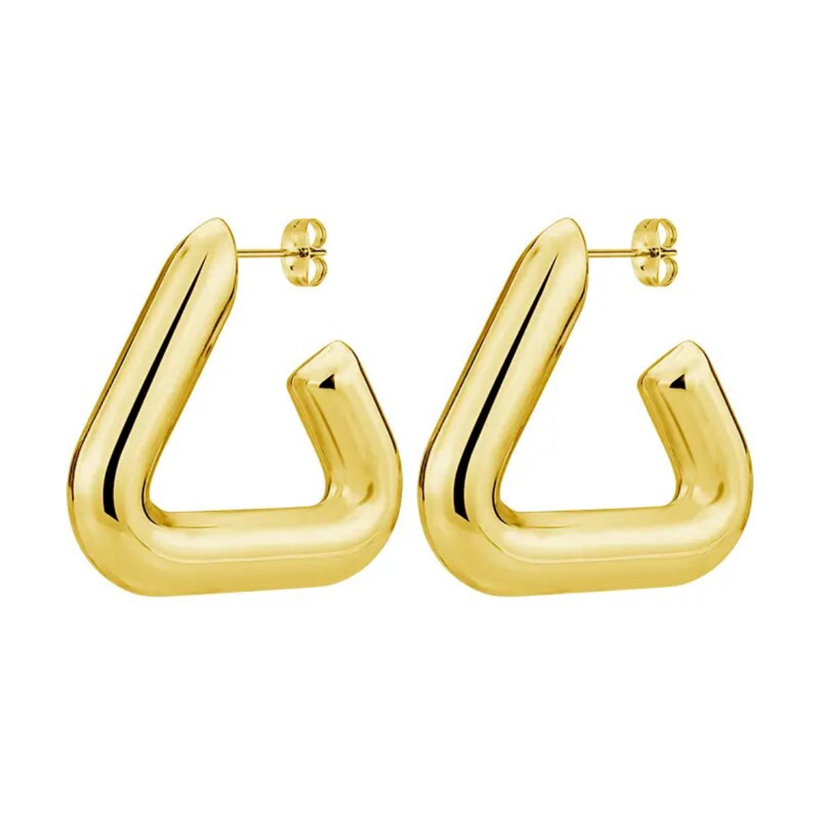 SELENA TRIANGLE HOOP EARRINGS - Gold