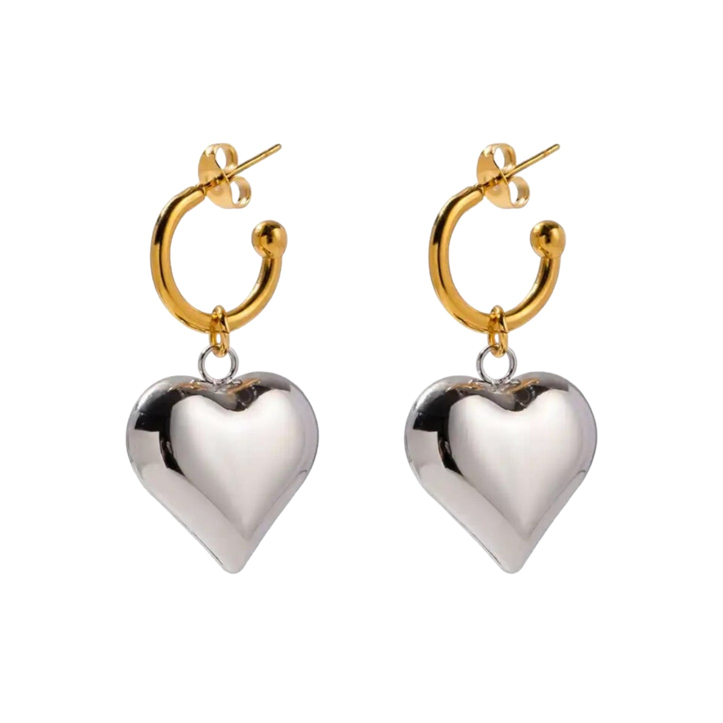 HEART BREAKER DROP EARRINGS - Gold/Silver