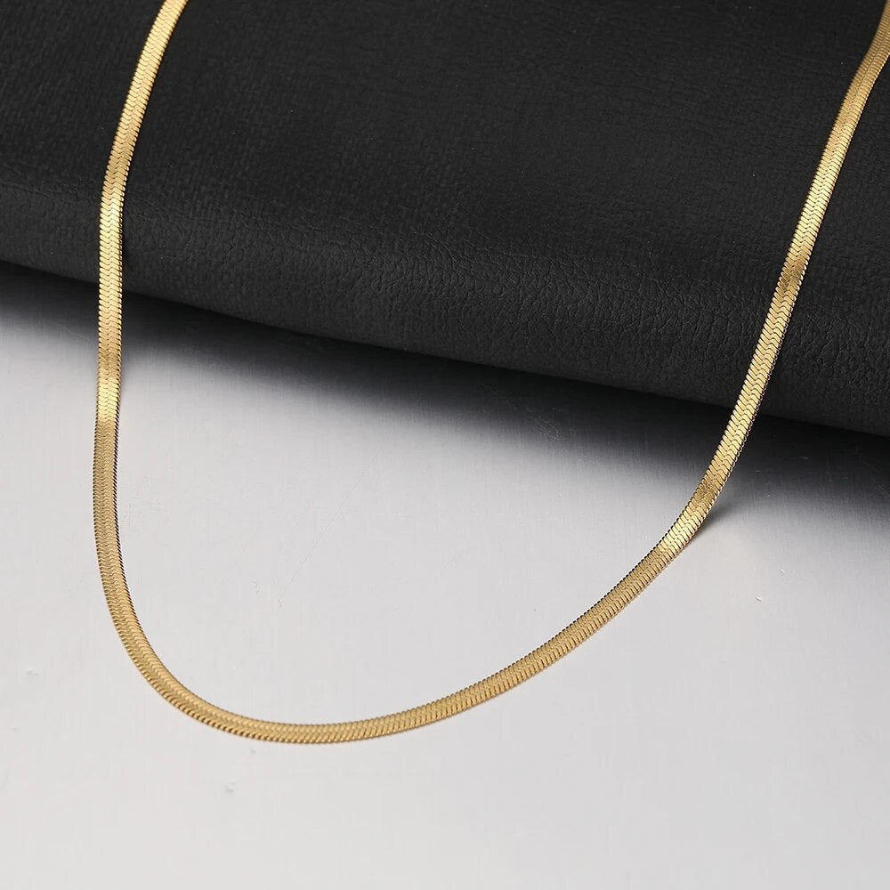 HERRINGBONE NECKLACE - GOLD - 45cm 3mm