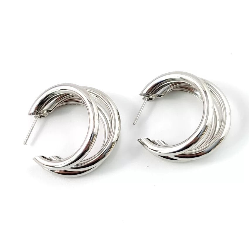 SHEA Trio Hoop Earrings - Silver