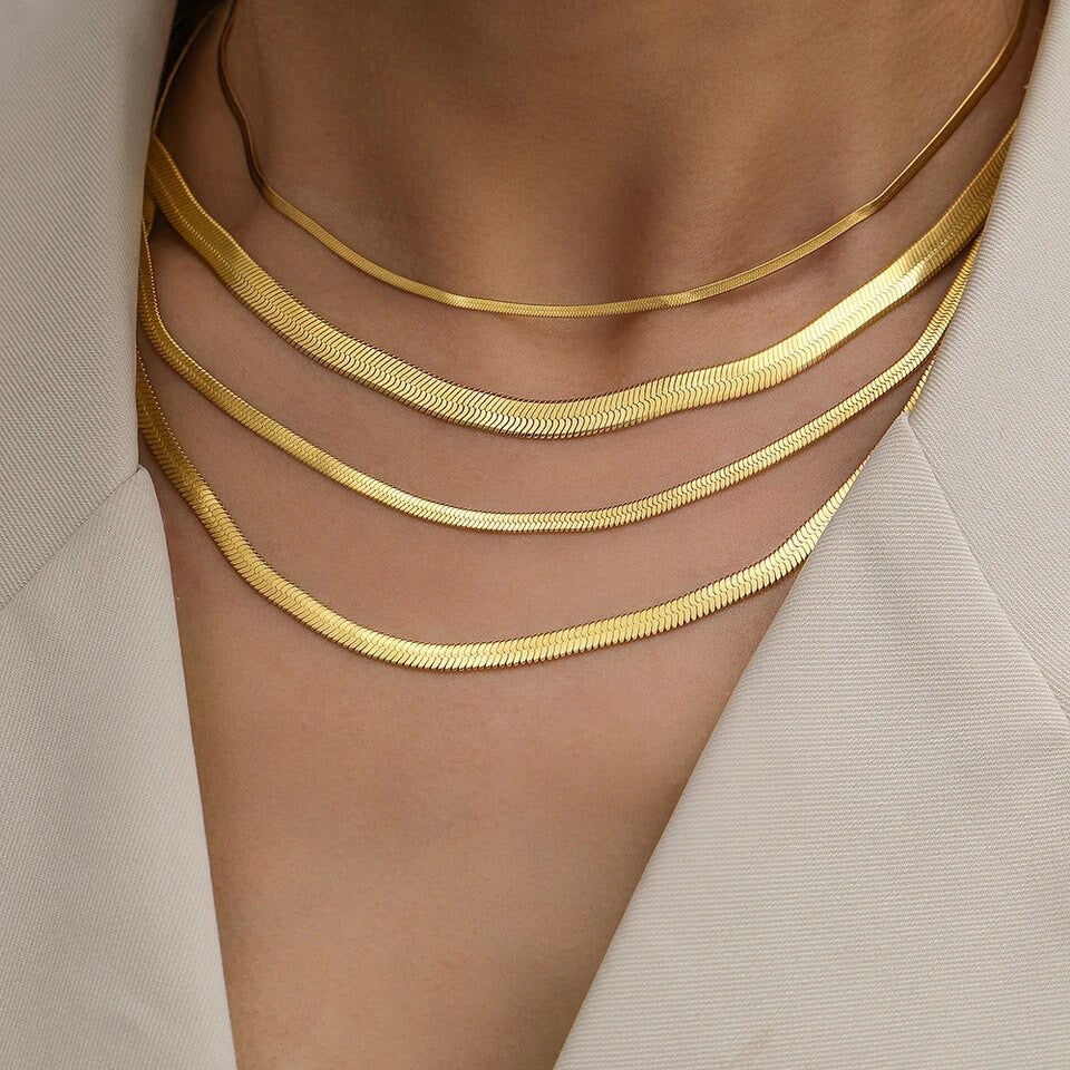 HERRINGBONE NECKLACE - GOLD - 50cm 3mm